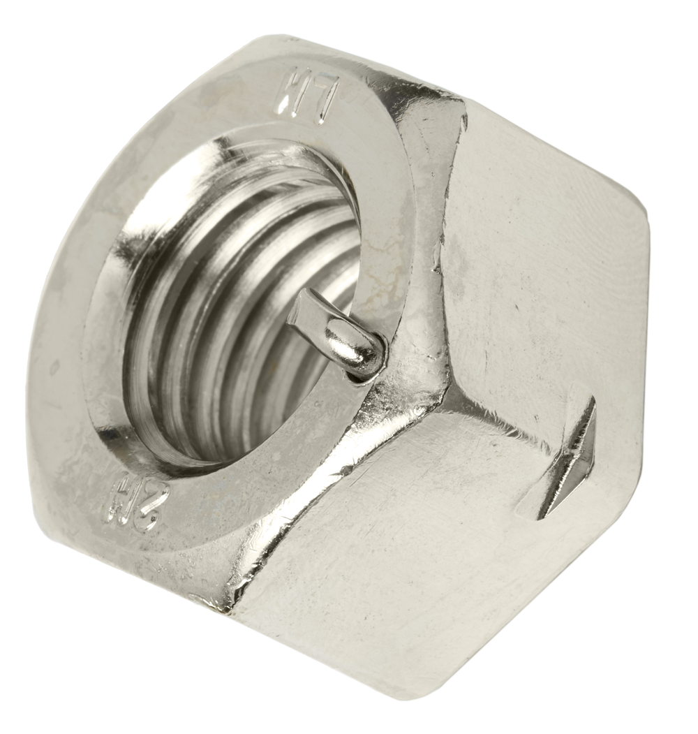 Lok-Mor's ANCO® PN-LOC®, the original structural locknut, with a close up of the pin in the nut.